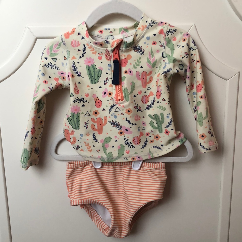 Ruffle Butts Cactus Long Shelve 2PC Swimsuit